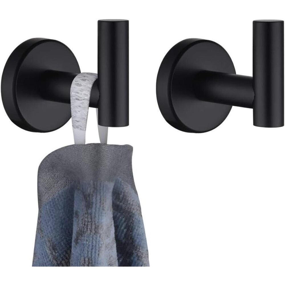 Black Bathroom Towel Hook, Coat Robe Clothes Hook for Bathroom Kitchen Garage